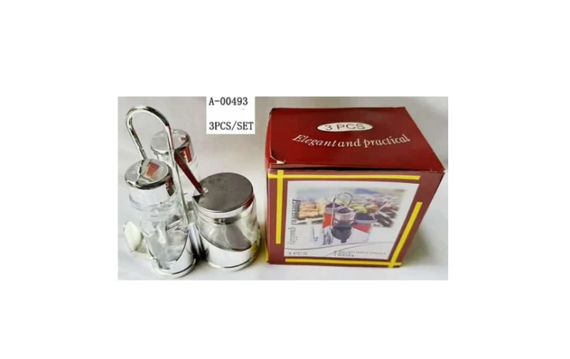 Solniță 3Pcs+Suport Sticlă+Pvc+Fier A-00493 WEI